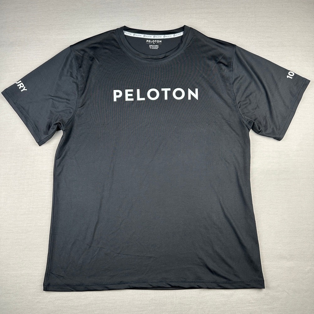 Peloton Century Club 100 Mens XL Black Short Sleeve Performance Workout Shirt